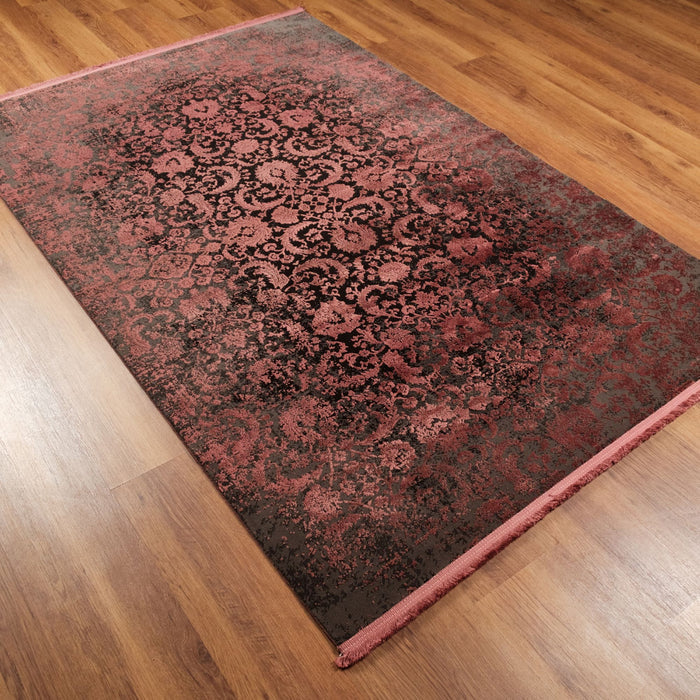 Cordoba Serisi Makine Dokuma Çiçek Desenli Bordo Halı, 80x150 – 300x400 cm — Halıcızade