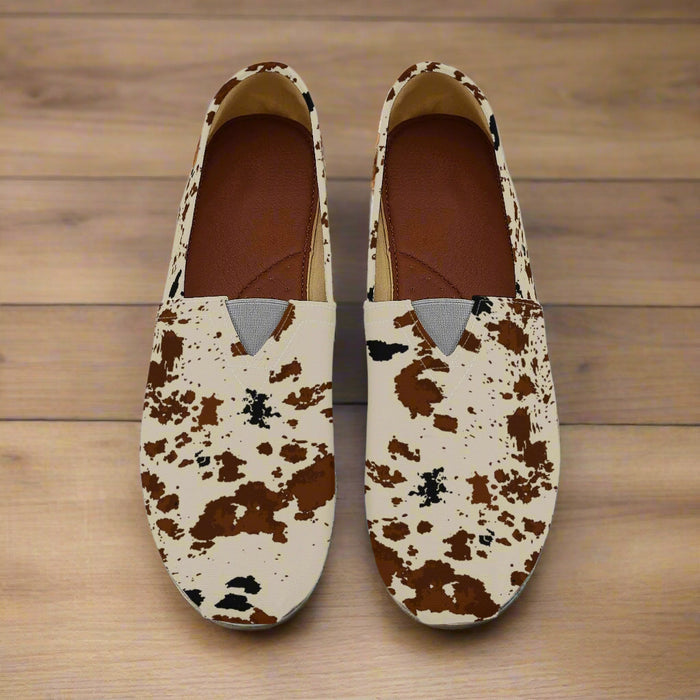 Cow Print Canvas Slip on Shoes - Cozy Corner