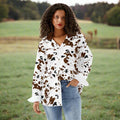 Cow Print Womens Long Sleeve Button Shirt - Cozy Corner