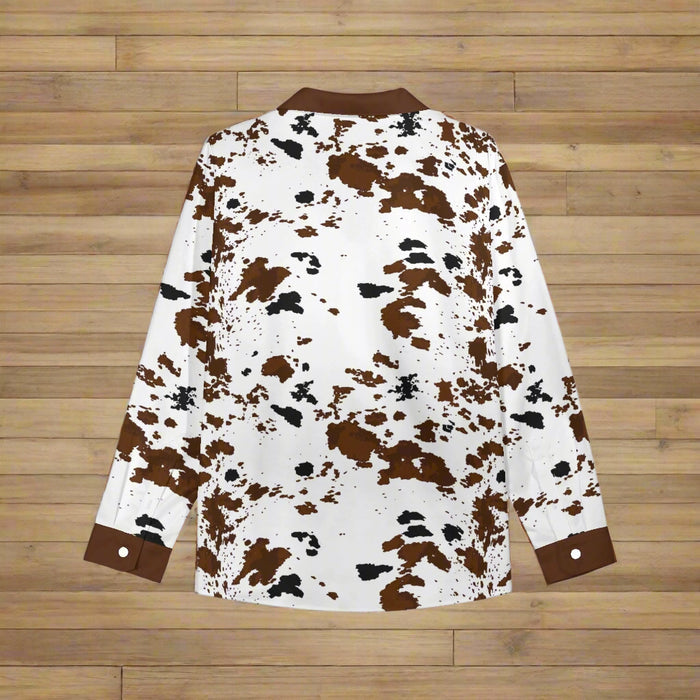 Cow Print Womens Long Sleeve Button Shirt - Cozy Corner
