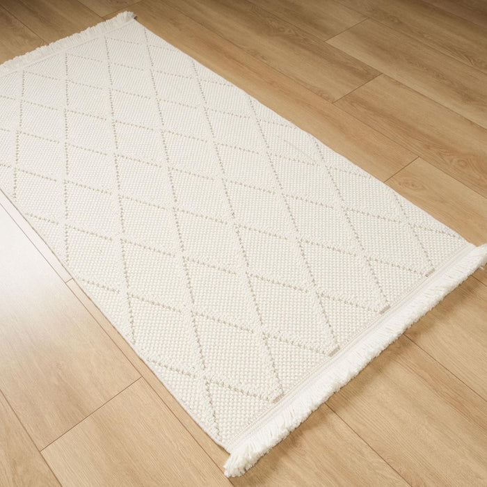 Cozy Serisi Çerçeve Desenli Makine Dokuma Halı, krem, 120x180 cm — Halıcızade