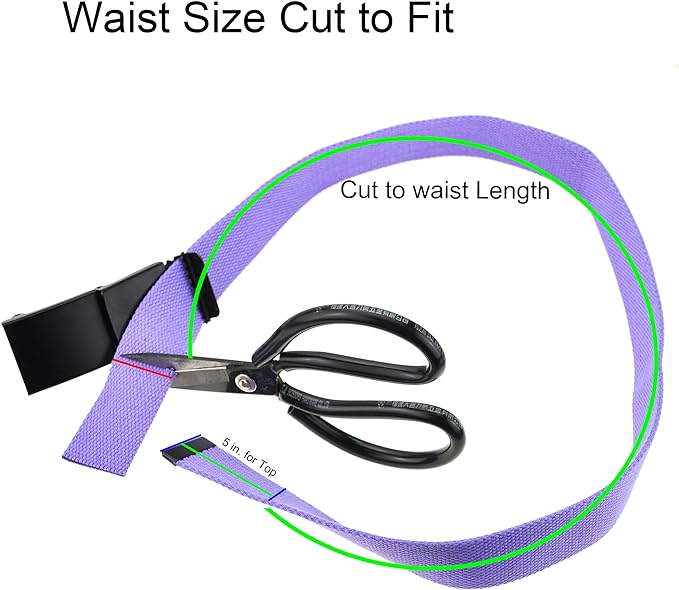 Cut To Fit Canvas Web Belt Size Up to 52" with Flip-Top Solid Black Military Buckle (Sky Blue)