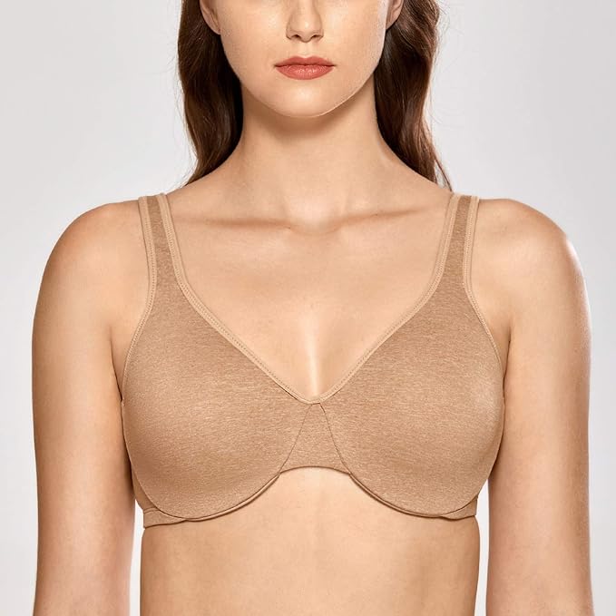 DELIMIRA Women's Full Cup Underwired Seamless Plus Size Minimizer Bra Chanterelle 34G