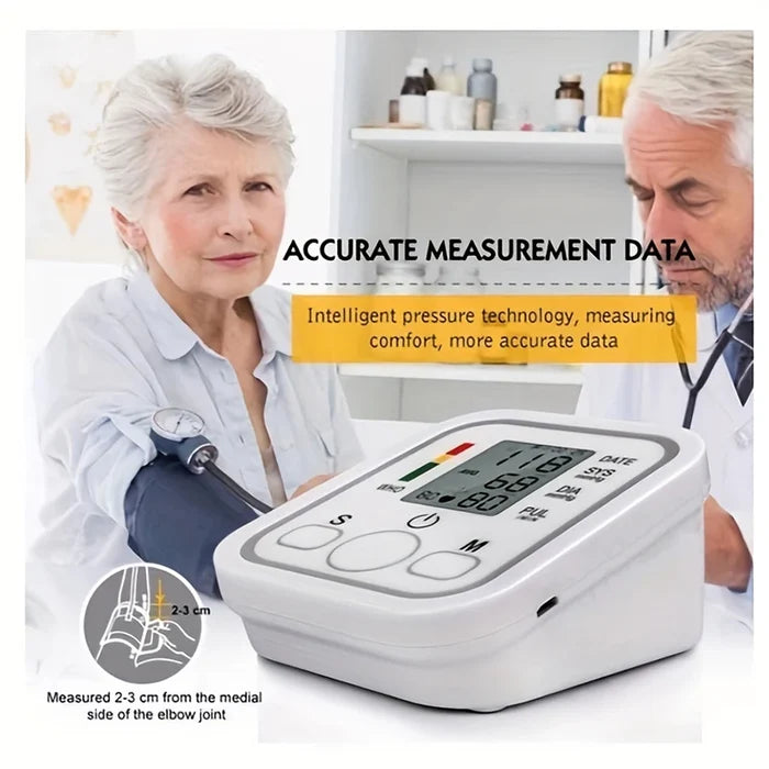 Digital Upper Arm Blood Pressure Monitor - Automatic Tonometer with Pulse Measurement for Medical Use"
