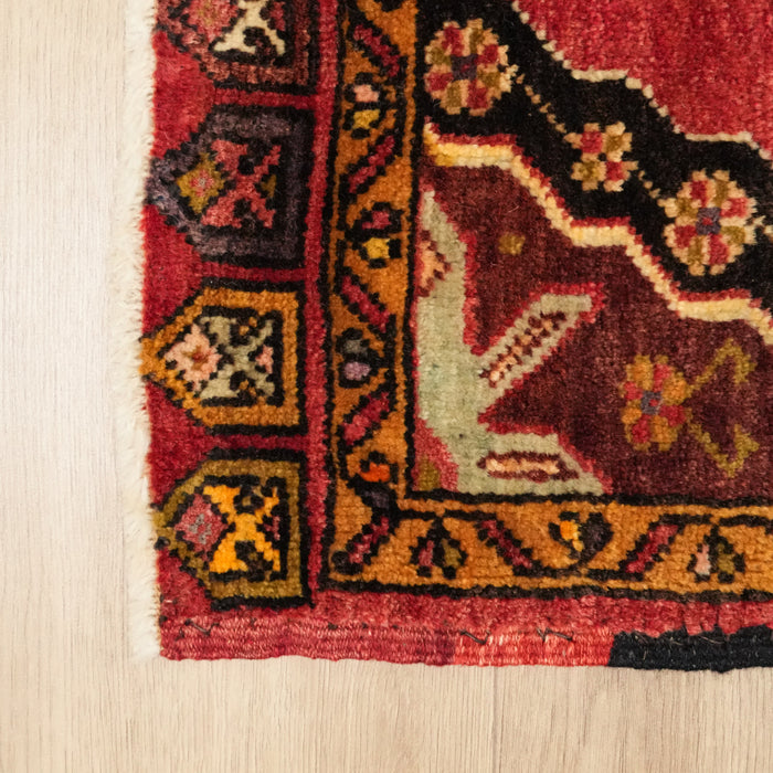 El Dokuma Anadolu Desenli Kırmızı Yün Konya İnlice Sandık Eskisi Halı Yastık — doğal elyaf