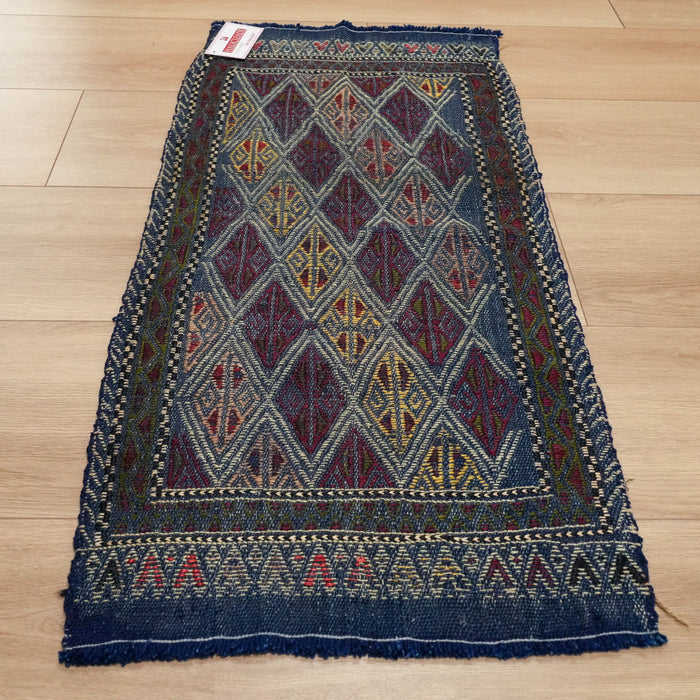 El Dokuma Anadolu Desenli Lacivert Cicim Kilim — el dokuma kilim