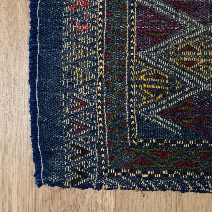 El Dokuma Anadolu Desenli Lacivert Cicim Kilim — yün