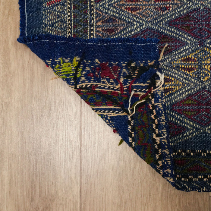 El Dokuma Anadolu Desenli Lacivert Cicim Kilim — ofis halısı