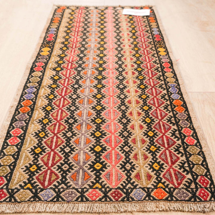 El Dokuma Anadolu Desenli Rengarenk Karapınar Cicim Kilim — 48x97 cm
