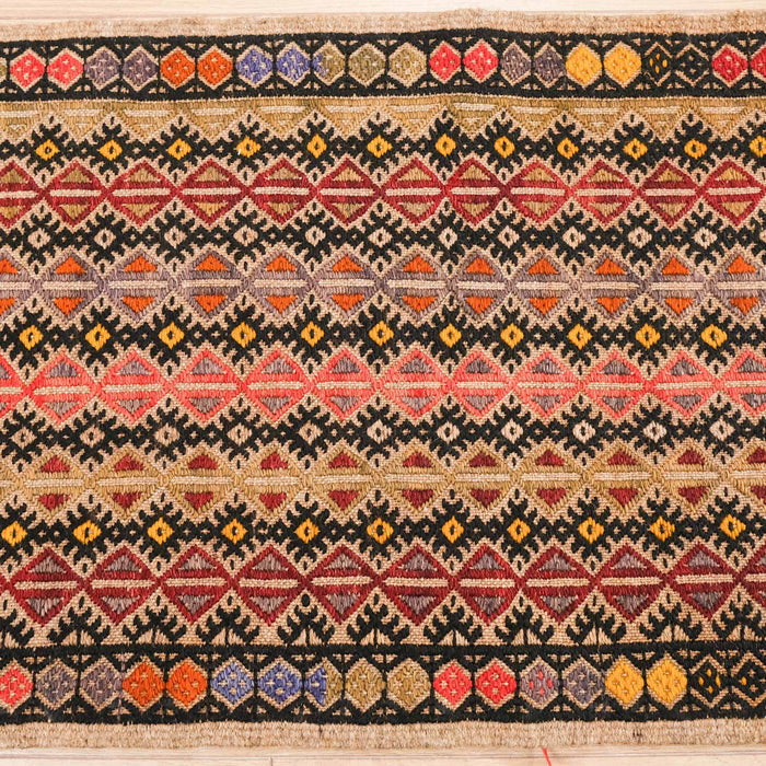 El Dokuma Anadolu Desenli Rengarenk Karapınar Cicim Kilim — doğal elyaf