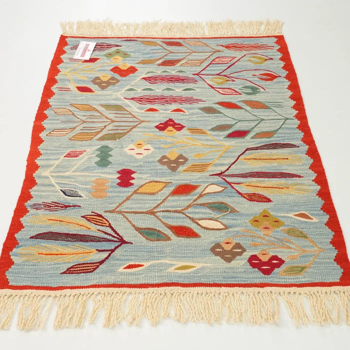 El Dokuma Anadolu Desenli Yün Turkuaz Kilim — el dokuma kilim
