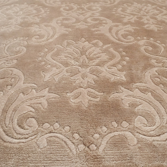 El Dokuma Bambu Damask Desenli Vizon Halı — balkon halısı