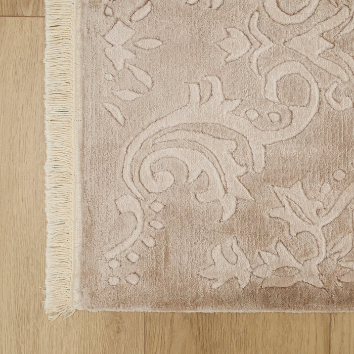 El Dokuma Bambu Damask Desenli Vizon Halı