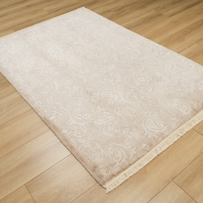 El Dokuma Bambu Damask Desenli Vizon Halı