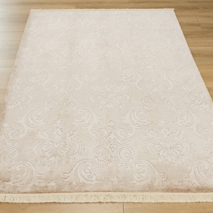 El Dokuma Bambu Damask Desenli Vizon Halı