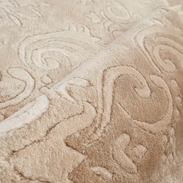 El Dokuma Bambu Damask Desenli Vizon Halı