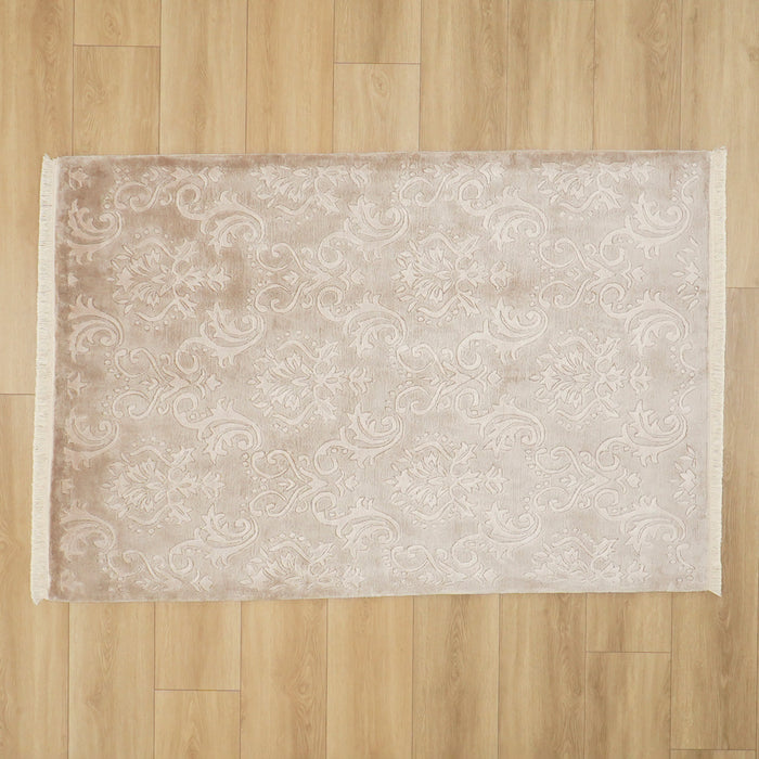 El Dokuma Bambu Damask Desenli Vizon Halı