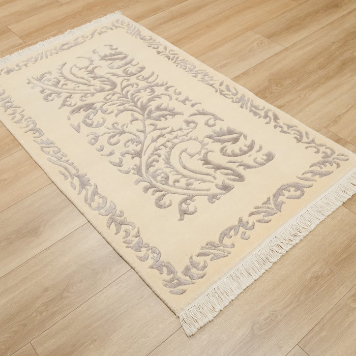 El Dokuma Bambu Çerçeve Desenli Gri Halı, 90x150 cm — Halıcızade