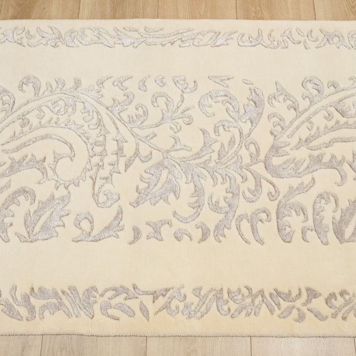 El Dokuma Bambu Çerçeve Desenli Gri Halı — balkon halısı