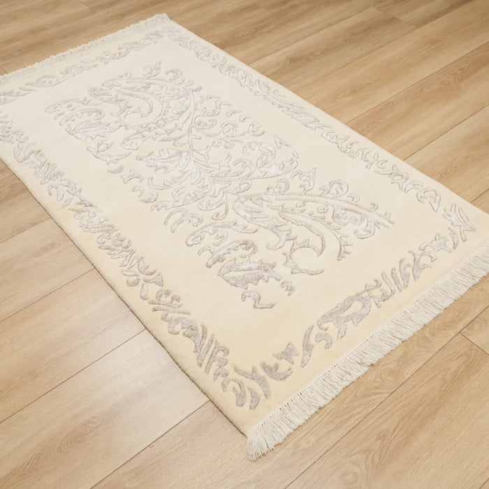 El Dokuma Bambu Çerçeve Desenli Gri Halı