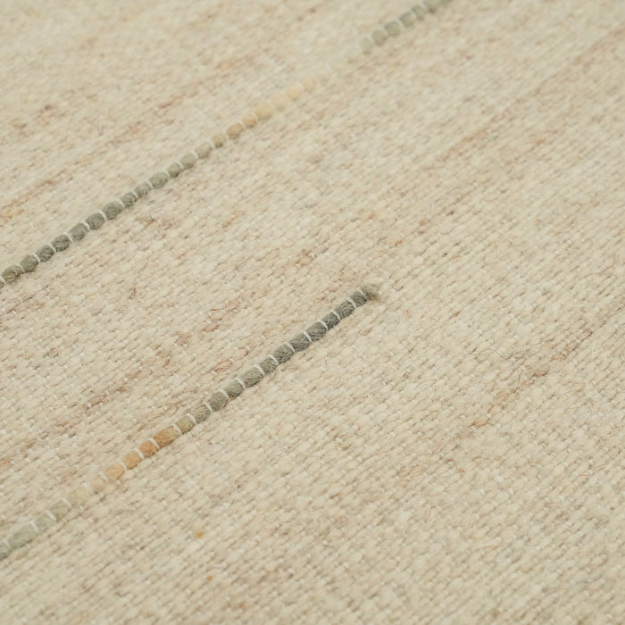 El Dokuma Çizgi Desenli Beyaz Kilim — modern tasarım