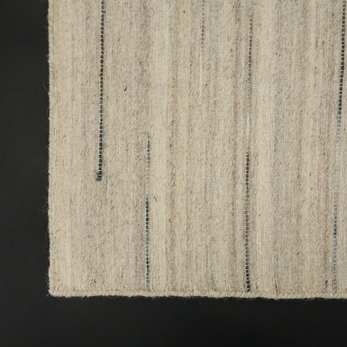 El Dokuma Çizgi Desenli Krem Kilim — yün