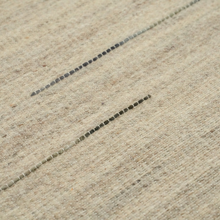 El Dokuma Çizgi Desenli Krem Kilim — çizgili
