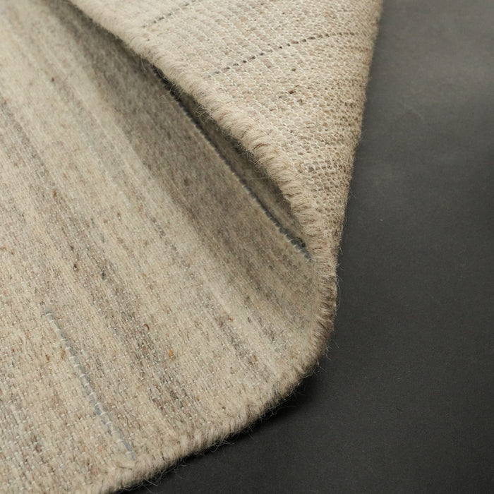 El Dokuma Çizgi Desenli Krem Kilim — salon halısı