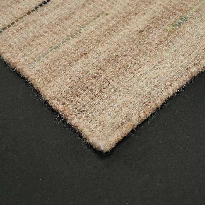 El Dokuma Çizgi Desenli Vizon Kilim — sade desenli
