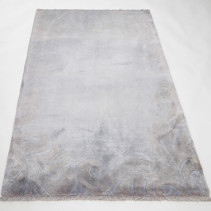 El Dokuma Damask Desenli Antrasit Bambu Halı — 90x150 cm