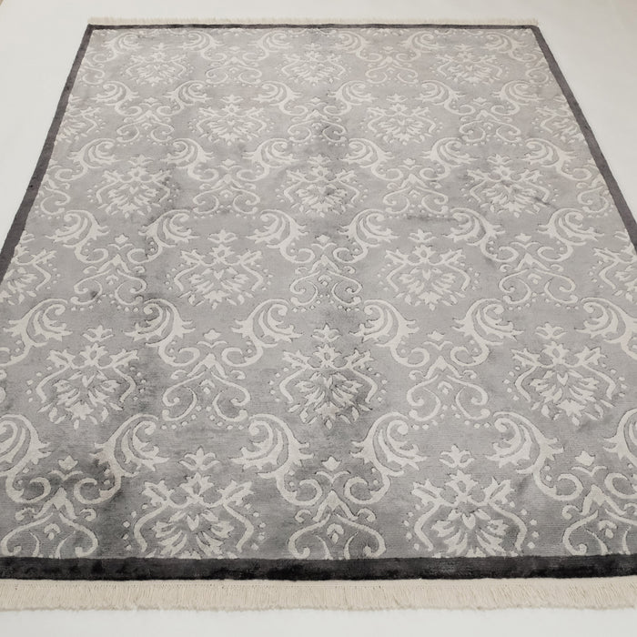 El Dokuma Damask Desenli Antrasit Halı — 120x180, 170x240, 200x300 cm