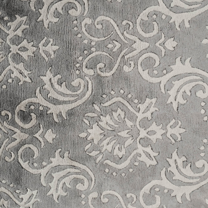 El Dokuma Damask Desenli Antrasit Halı — bambu