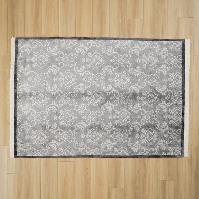 El Dokuma Damask Desenli Antrasit Halı