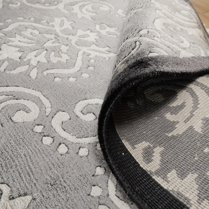 El Dokuma Damask Desenli Antrasit Halı