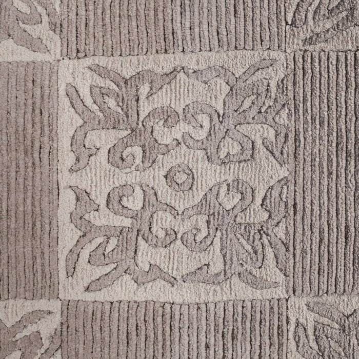 El Dokuma Damask Desenli Gümüş Bambu Halı