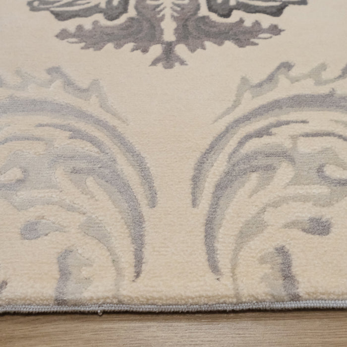El Dokuma Damask Desenli Krem Bambu Halı — modern tasarım