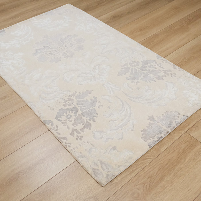 El Dokuma Damask Desenli Krem Bambu Halı