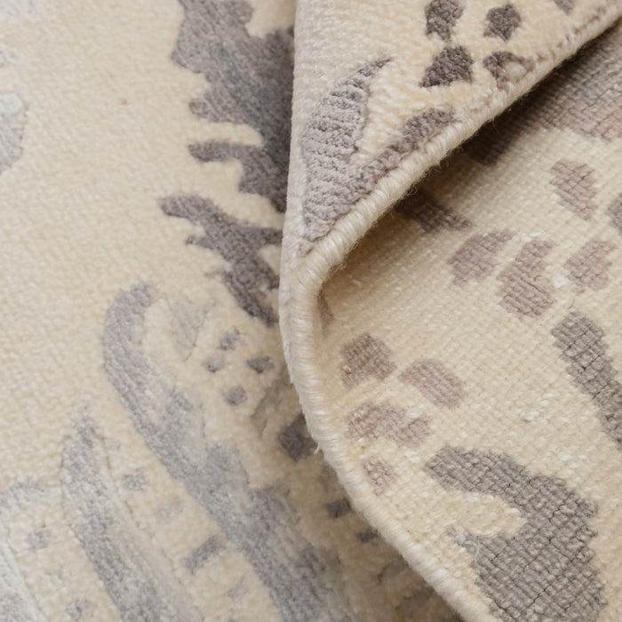 El Dokuma Damask Desenli Krem Bambu Halı