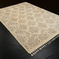 El Dokuma Damask Desenli Krem Halı, 90x140 – 230x340 cm — Halıcızade