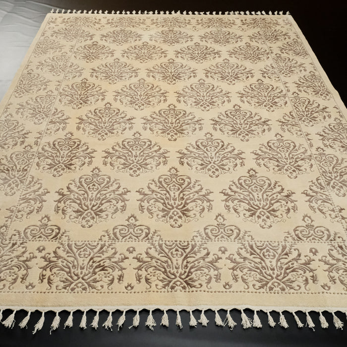 El Dokuma Damask Desenli Krem Halı — 90x140, 120x180, 190x290, 220x320 cm