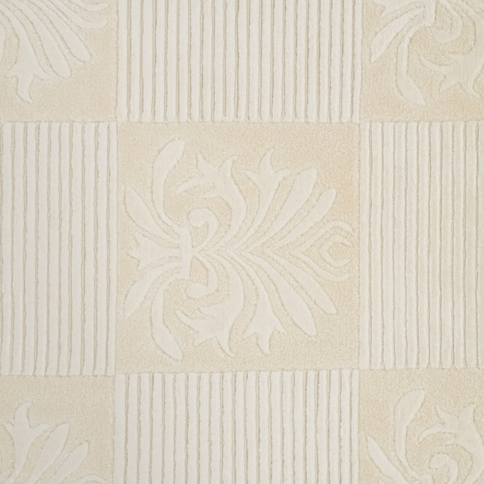 El Dokuma Damask Desenli Krem Modern Halı — klasik desen