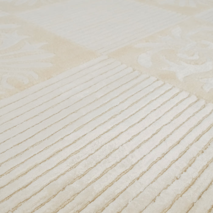 El Dokuma Damask Desenli Krem Modern Halı
