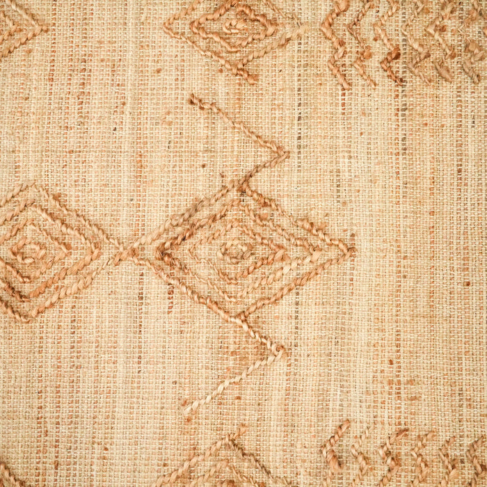El Dokuma Geometrik Desenli Bej Hasır Kilim — modern tasarım