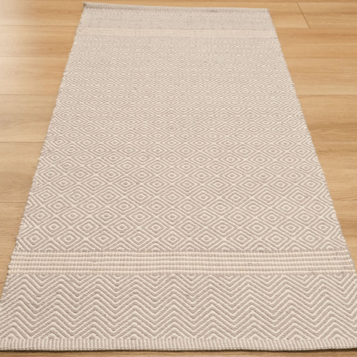 El Dokuma Geometrik Desenli Gri Kilim — el dokuma kilim