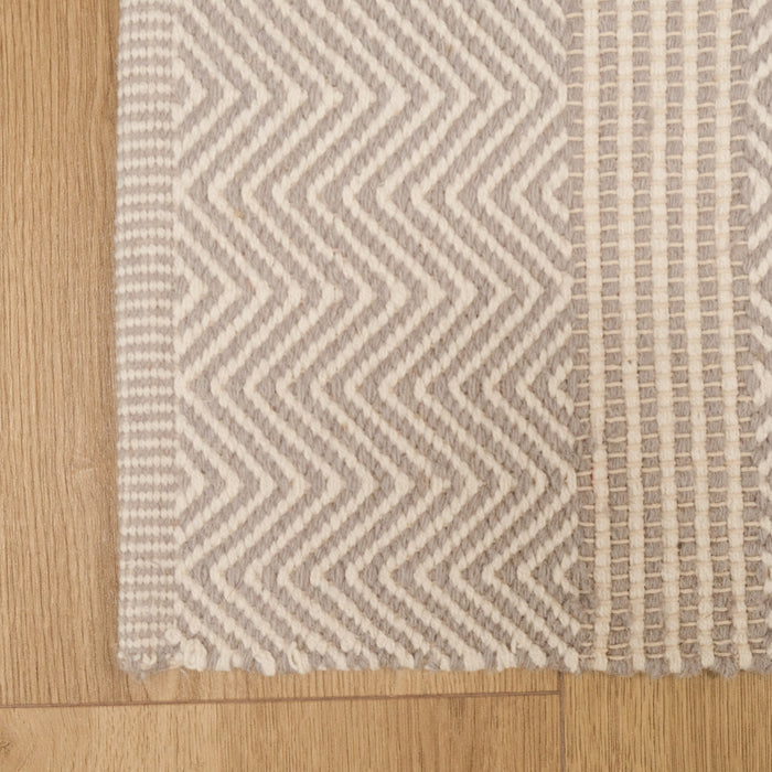 El Dokuma Geometrik Desenli Gri Kilim