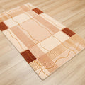 El Dokuma Geometrik Desenli Krem Viskon Halı, 80x150 cm — Halıcızade