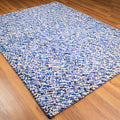 El Dokuma Geometrik Desenli Mavi Halı, 90x160 – 170x240 cm — Halıcızade