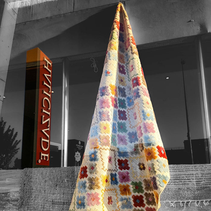 El Dokuma Geometrik Desenli Rengarenk Yün Kilim — 120x180, 170x240, 200x300 cm