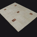 El Dokuma Krem Patchwork Desenli Kendir Halı, 120x180 cm — Halıcızade