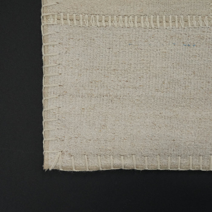 El Dokuma Krem Patchwork Desenli Modern Kendir Halı — yatak odası halısı